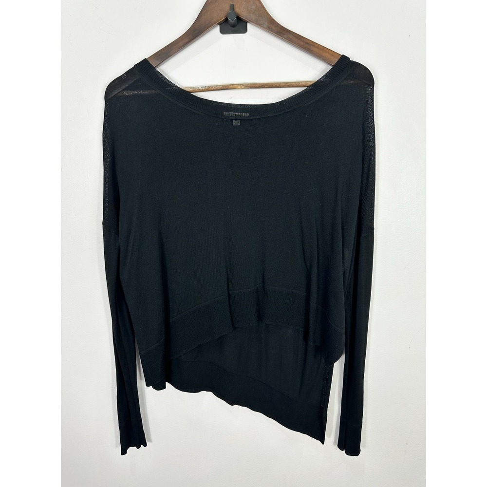 Wilfred Librement Sweater XS Black Oversized Sheer Knit High‎ Low Hem Minimalist